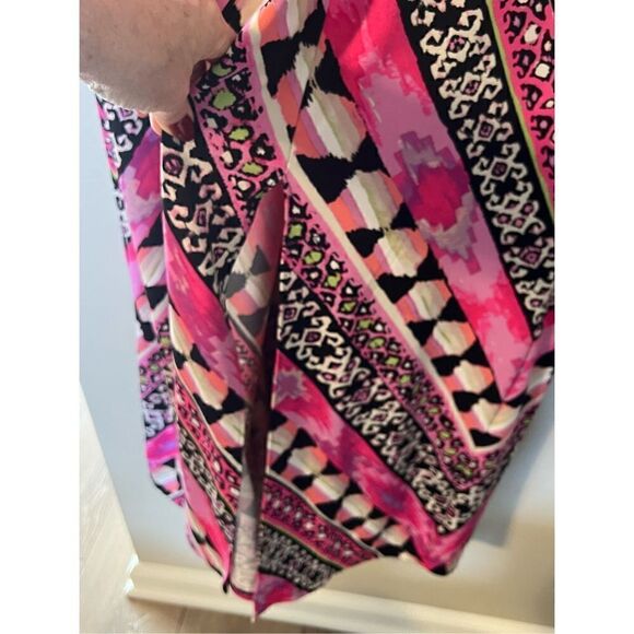 Cato Womens Size 18 Maxi Dress Pink Geometric Chevron Print Short Sleeve Stretch - Picture 9 of 14